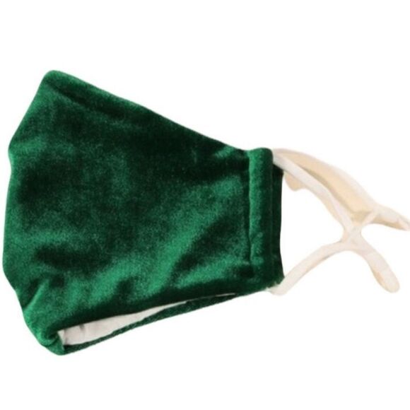NEW Green Velvet Face Mask Cloth Lined Dressy Formal Holiday Event - Picture 1 of 5
